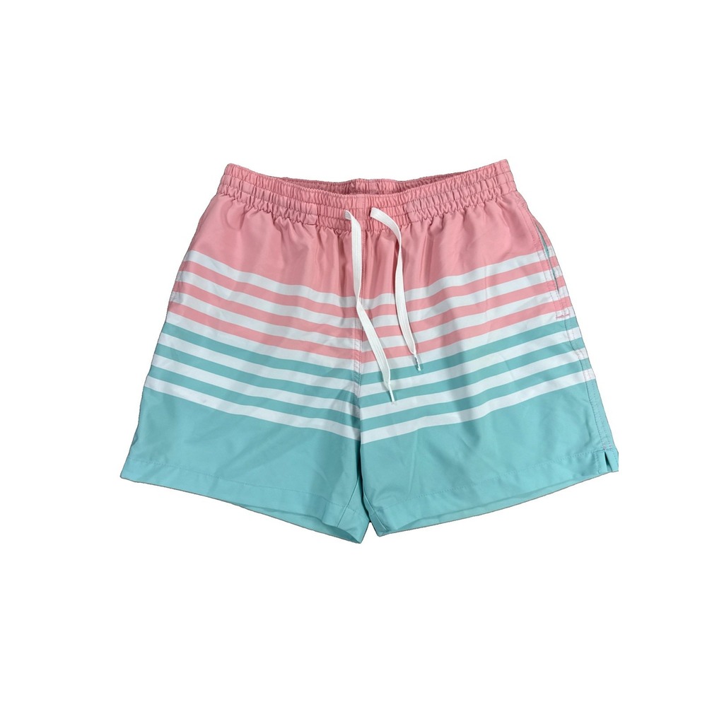 Chubbies Swim Trunks Shorts Men's M Pink Blue Striped Pockets Lined Surf 5.5"